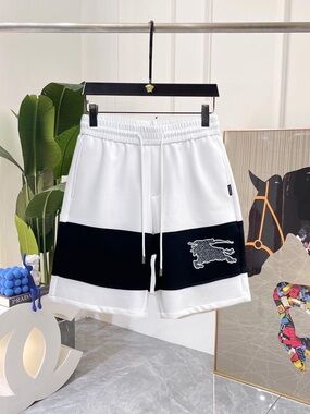 Burberry White Shorts with Gold Logo Patch
